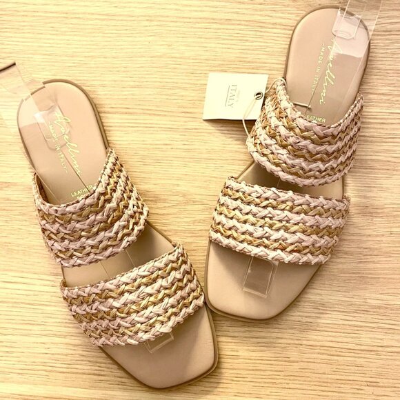 Avellini Made in Italy Braided Band Sandals Women Size 8 in Tan - Picture 1 of 11